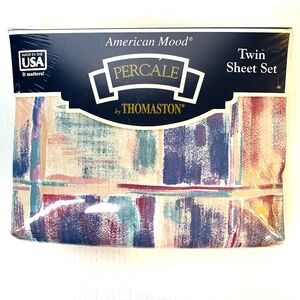 Vintage American Mood by Thomaston Percale Twin Sheet Set Messina USA 80's 90's